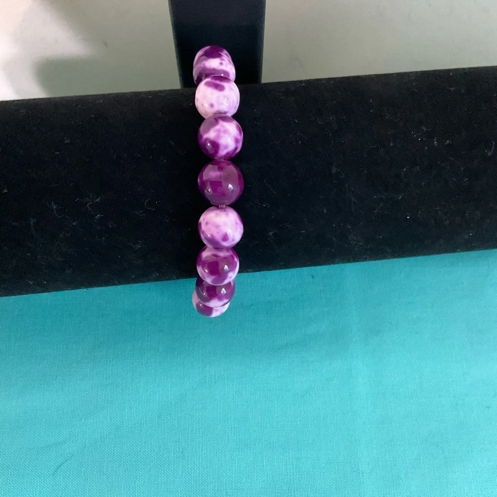 Chic Pink and Purple Beaded Bracelet with Pink Druzy